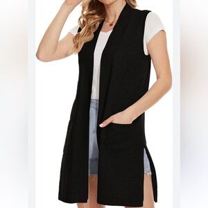 CYRUS Black Sleeveless Cardigan Sweater